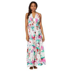 America & Beyond Amethyst Bloom Halter Dress Multi LG